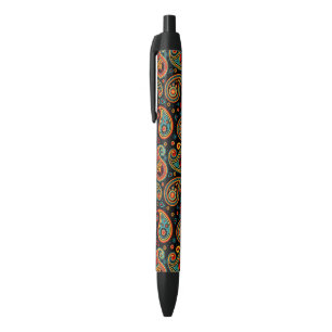 Stylo Noir Paisley coloré élégant