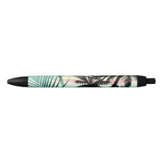 Stylo Noir Palmes noires au coucher du soleil