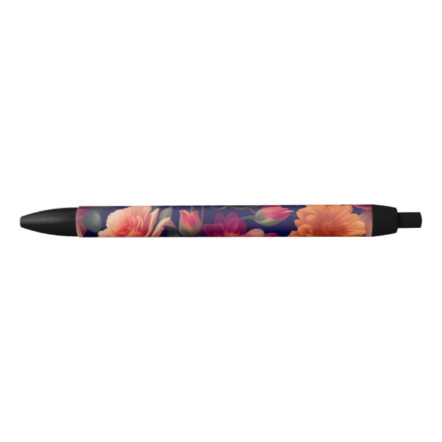 Stylo Noir Papier peint à motifs floraux (Devant)