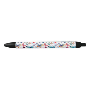 Stylo Noir Papillon aquarelle coloré motif