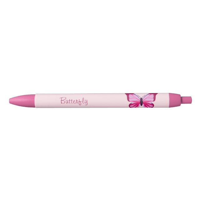 Stylo Noir Papillon jolie rose violet (Devant)