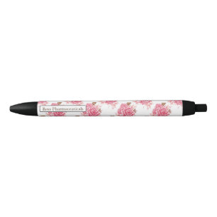 Stylo Noir Papillon vintage personnalisé de rose de rose