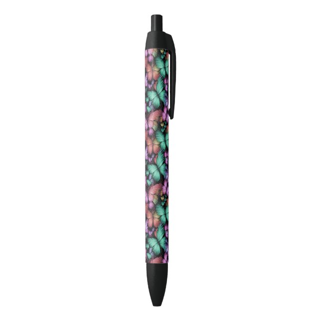 Stylo Noir Papillons colorés Imprimer (Bas (Vertical))