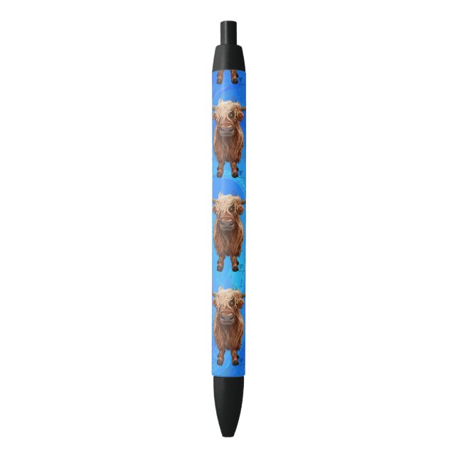 Stylo Noir Parade animale Vache des Highlands (devant Vertical)