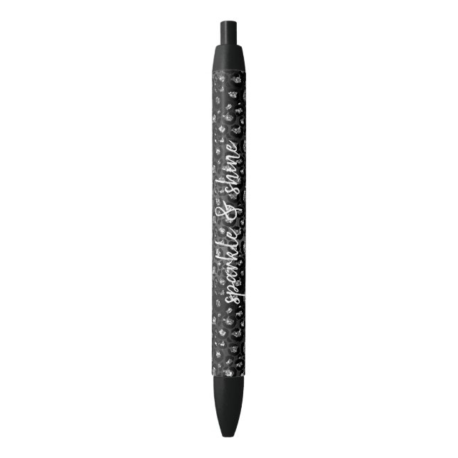 Stylo Noir Parties scintillant Black Silver Empreinte de léop (devant Vertical)
