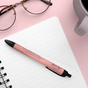 Stylo Noir parties scintillant en or rose imprimé Site du log