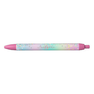 Stylo Noir Parties scintillant holographique Unicorn