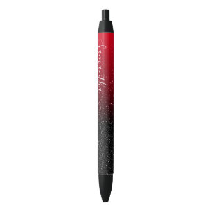 Stylo Noir Parties scintillant Ombre rouge rouge personnalisé