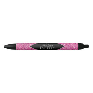 Stylo Noir Parties scintillant rose et glamour