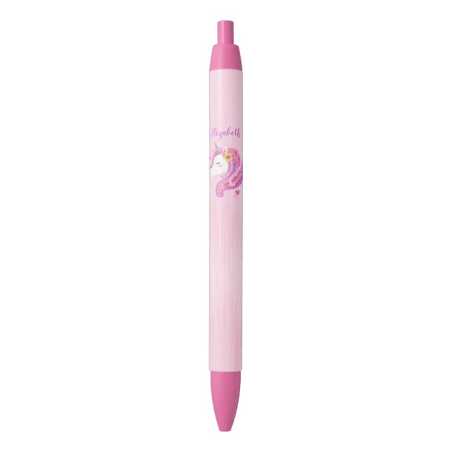 Stylo Noir Parties scintillant rose magique personnalisée Vis (devant Vertical)