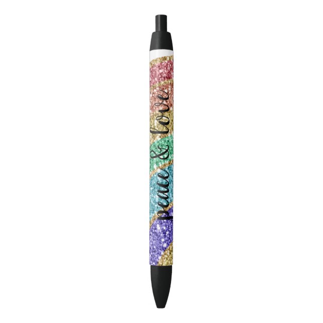 Stylo Noir Parties scintillant Sparkle Gold Rainbow personnal (devant Vertical)