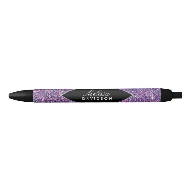 Stylo Noir Parties scintillant violette et glamour (Devant)
