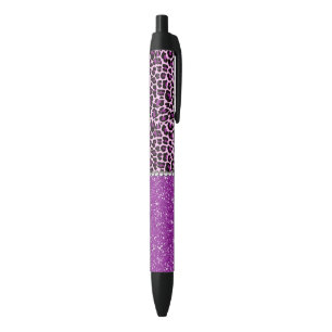 Stylo Noir Parties scintillantes pourpres d'empreinte de