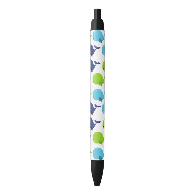 Stylo Noir Pattern of Whales, Cute Whales, Sea Animals (devant Vertical)