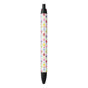 Stylo Noir Paws colorés, Motif Paw, Paws de chien, Empreintes