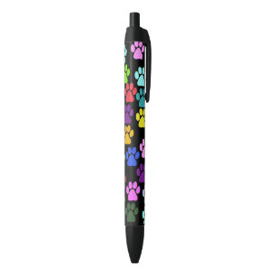 Stylo Noir Paws colorés, Motif Paw, Paws de chien, Empreintes