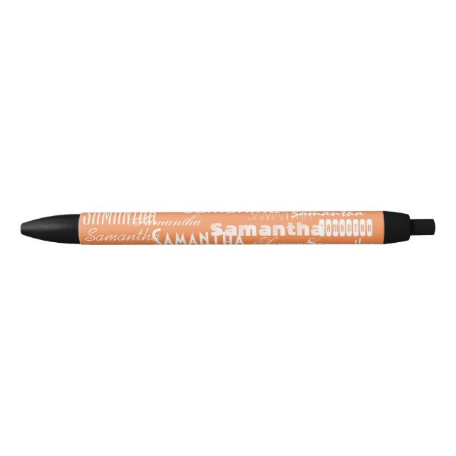 Stylo Noir Pêche de nom personnalisée (Devant)