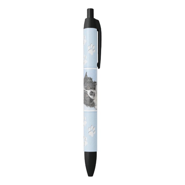 Stylo Noir Peinture de collie frontalière - Belle art origina (Bas (Vertical))