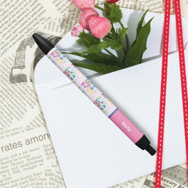 Stylo Noir Peinture éclaboussée de robot mignon et désordonné (Créateur téléchargé)