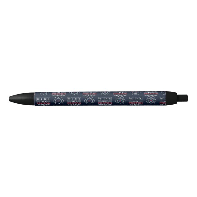 Stylo Noir Penser Comme Un Enseignant Nerd De Chimie Proton (Devant)