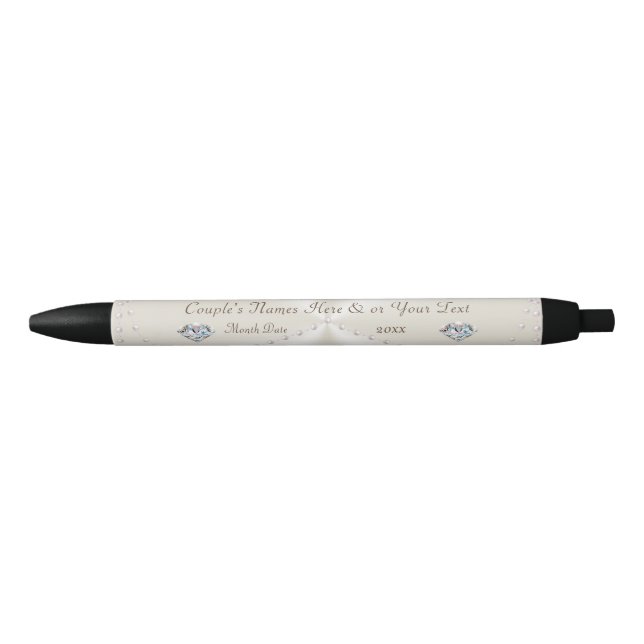 Stylo Noir Perle Parti Personnalisé Faveurs Mariages Réceptio (Devant)