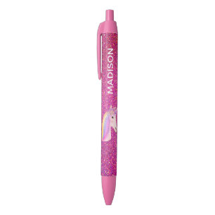 Stylo Noir Personnalisation de Rainbow Unicorn Pink Parties s