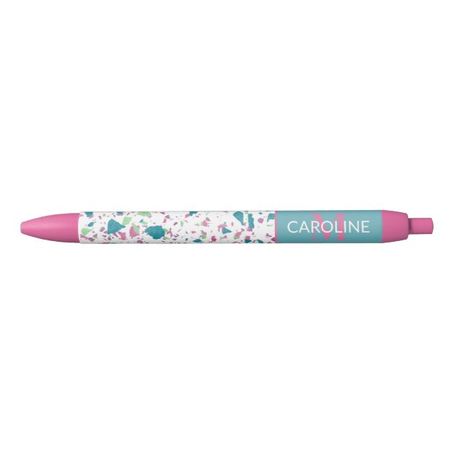 Stylo Noir Personnalisé Lumière Turquoise Bleu Vert Rose Viol (Devant)