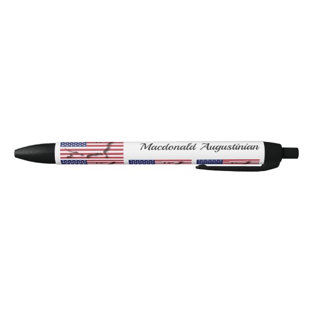 Stylo Noir Personnalisé | Patriotique | Drapeau américain (Bas)