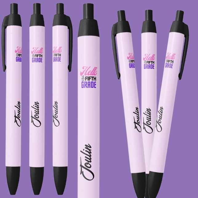 Stylo Noir Personnalisé Retour à l'école 5e année (Créateur téléchargé)