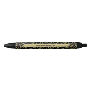 Stylo Noir Personnalisez le cinquantième or/cadeau noir de