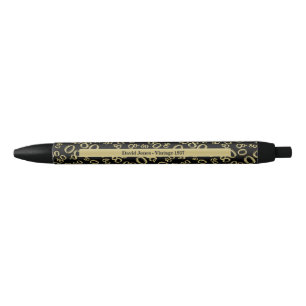 Stylo Noir Personnalisez le quatre-vingtième or/cadeau noir