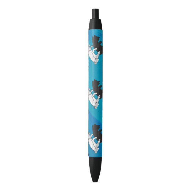 Stylo Noir Petit ours d'ours sur bleu (devant Vertical)