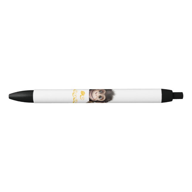 Stylo Noir petit singe go bananes (Devant)
