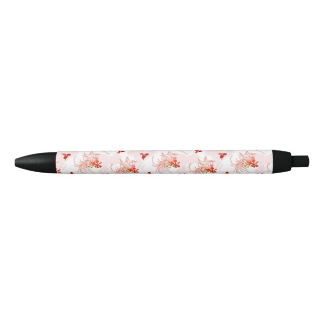 Stylo Noir Phoenix Oiseau Et Phoenix Fleur Motif Sans Faille (Devant)