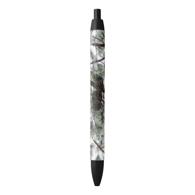 Stylo Noir Photo hivernale sous le pin couvert de neige (devant Vertical)