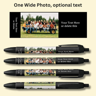 Stylo Noir Photo longue portée avec texte facultatif en noir