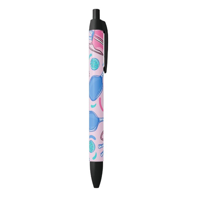 Stylo Noir Pickleball Paddles et boules Pink Preppy (Bas (Vertical))