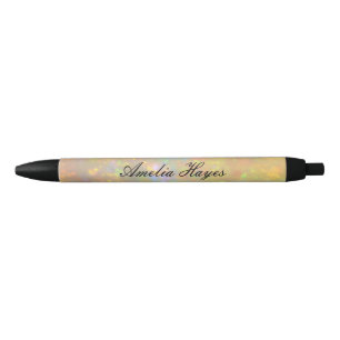 Stylo Noir Pierre d'Opale Élégante Texture Écriture Moderne P