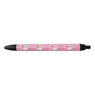 Stylo Noir Pink Jolly Santa Claus Vintage Joyeux Noël