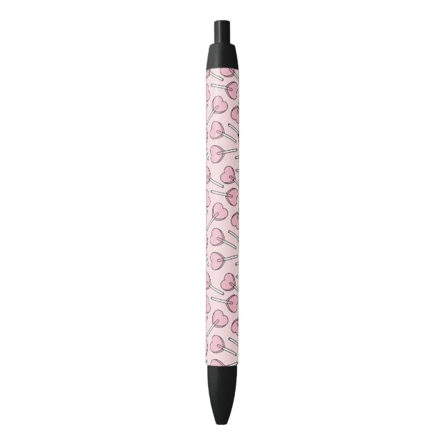 Stylo Noir Pink Lollipops, Heart Lollipops, Lollipop Pattern (devant Vertical)