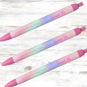 Stylo Noir Pink violet nom holographique Sweet 16