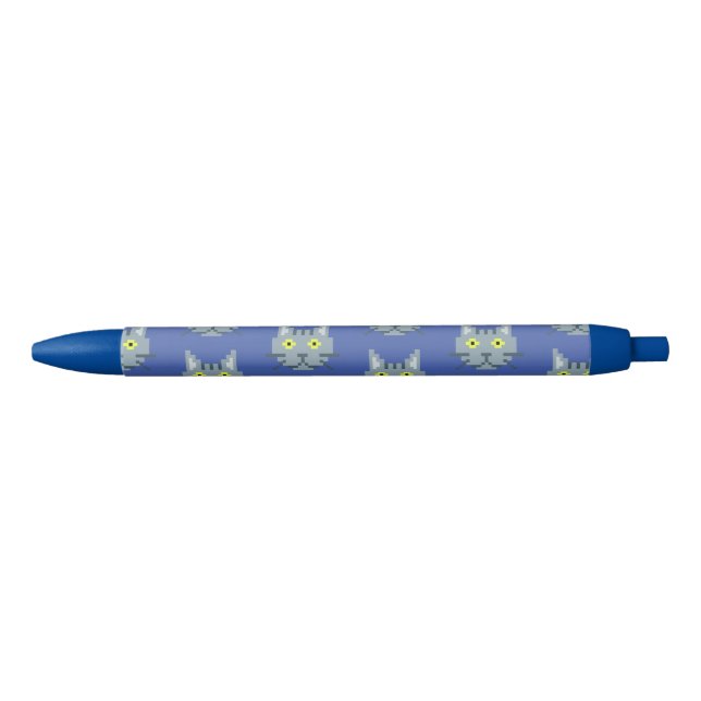 Stylo Noir Pixel Motif de chat (Devant)