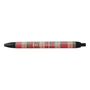 Stylo Noir Plaid Rustic Enseignant de l'école À damiers perso