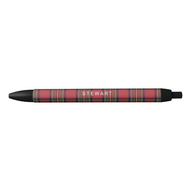 Stylo Noir Plaid Rustic Red et Green Stewart Tartan (Devant)