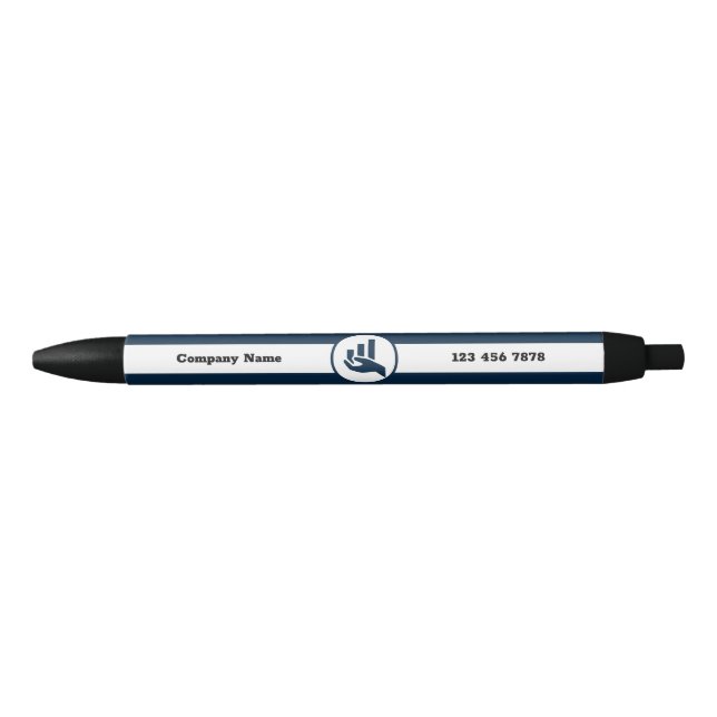 Stylo Noir Planificateur financier Blanc & Bleu Promotionnel (Devant)