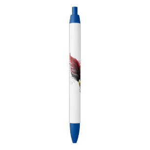 Stylo Noir Plume rouge avec pointe en or