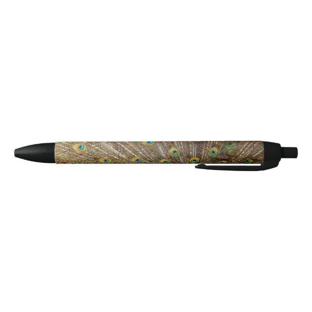 Stylo Noir Plumes de queue de paon (Bas)