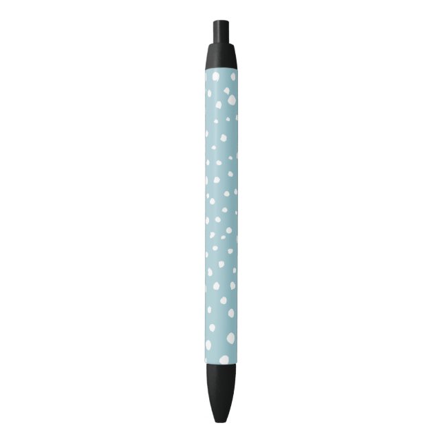 Stylo Noir Points Dalmatiens Bleus, Points Dalmatiens, Impres (devant Vertical)