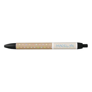 Stylo Noir Points Personnalisés Faux Rustic Brown Kraft Textu