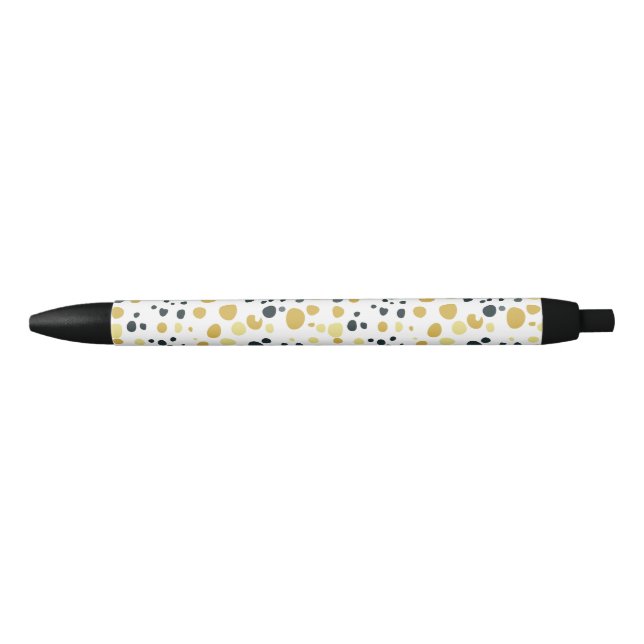 Stylo Noir Pois Abstraits jaunes (Devant)